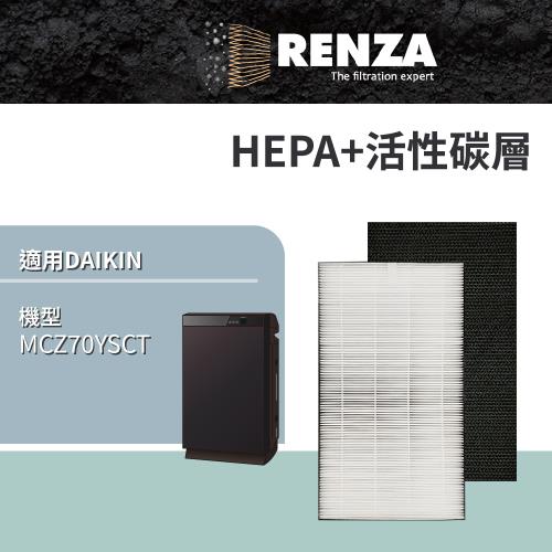 適用 Daikin 大金 MCZ70YSCT 頂級閃流放電美肌保濕型 空氣清淨機 HEPA+活性碳 濾網 濾芯 濾心