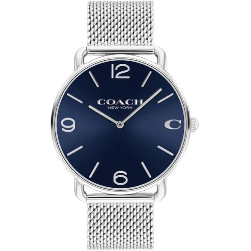 COACH LOGO C 米蘭帶紳士腕錶/藍X銀/41mm/CO14602652
