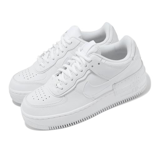 Nike 休閒鞋 Wmns AF1 Shadow 女鞋 白 全白 拼接 微厚底 增高 小白鞋 CI0919-100
