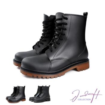 【J&H collection】時尚防滑機能防水馬丁雨靴(現+預 黑棕色／黑色)