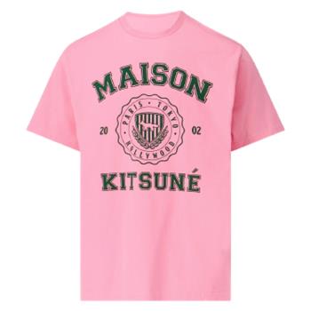 【Maison Kitsune】新款 男款 學院風 短袖T恤-粉色 (S號、M號、L號) KM00143KJ0105 P622