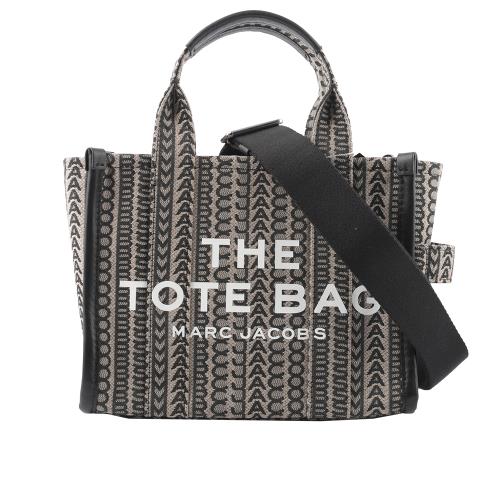MARC JACOBS THE MONOGRAM TOTE 滿版標誌小款托特包(黑色/深米色) H077M01RE21 261