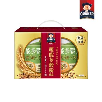 【QUAKER 桂格】超能多穀力禮盒 金黃5籽x5穀 無新增糖(390g*2罐/盒)