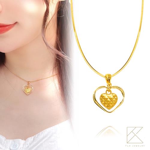 【TLH】黃金項鍊 純金999 心心相戀 (約重0.07錢±0.03)