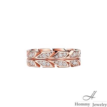 【Hommy jewelry】BLUMEN. 葉子 奧地利鑽鋯K金戒指 (925純銀 K金)