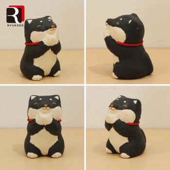 RYUKODO龍虎堂 日本手工製和紙開運擺飾-祈禱柴犬(黑)