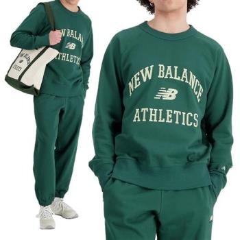 New Balance 男 綠色 學院風 休閒 日常 上衣 長袖 AMT33550NWG