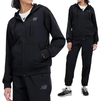 New Balance 女 黑色 機能 刷毛 保暖 排濕 訓練 連帽 外套 AWJ33186BK