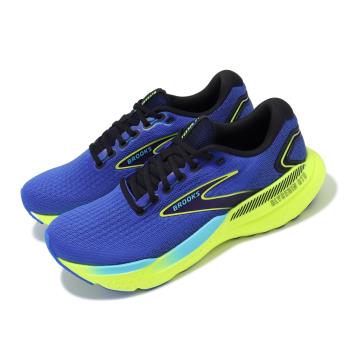 Brooks 慢跑鞋 Glycerin GTS 21 男鞋 藍 螢光綠 回彈 透氣 甘油系列 路跑 運動鞋 1104201D429