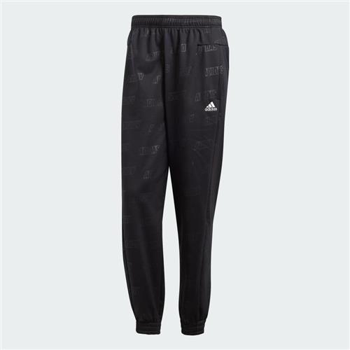 Adidas 男裝 長褲 刷毛 縮口 寬鬆 滿版印花 黑【運動世界】HY1280