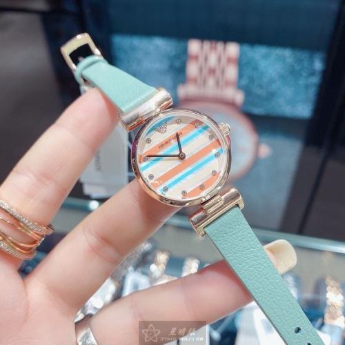 ARMANI手錶, 女錶 28mm 玫瑰金圓形精鋼錶殼 幾何立體圖形中二針顯示錶面款 AR00059