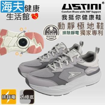 海夫 USTINI 專利接地氣鞋 排除靜電 動靜極地鞋 接地氣X太極紓壓 男女款灰紫(UET2001-GVG)