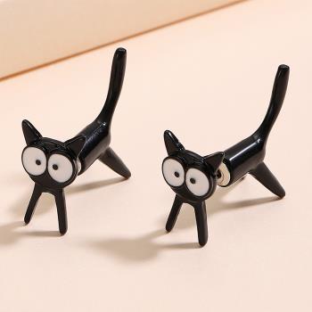 RJ New York 立體黑貓個性動物可拆式耳環(5款可選)