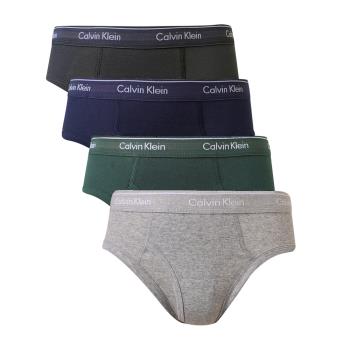 【Calvin Klein】CK經典100%純棉彈性男三角內褲四件組(綠藍灰色系)