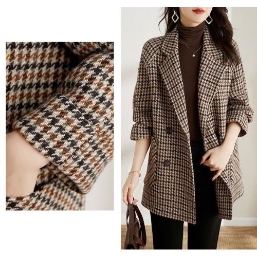 AKARA 防風保暖雙層內絨毛格紋大衣外套  S-**2XL 