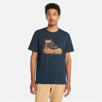 Timberland 男款深寶石藍黃靴Logo短袖T恤|A2Q1H433