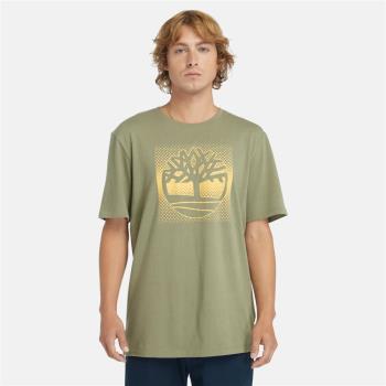 Timberland 男款灰綠色Logo休閒短袖T恤|A2Q8D590