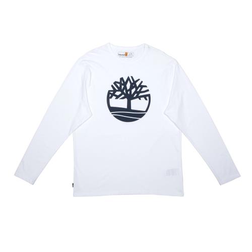 Timberland 男款白色大樹Logo長袖T恤|A2Q9U100