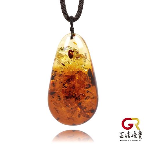 【正佳珠寶】蜜蠟琥珀 頂級高淨水花珀 28g 水滴吊墜 蜜蠟琥珀吊墜｜可調式棉繩