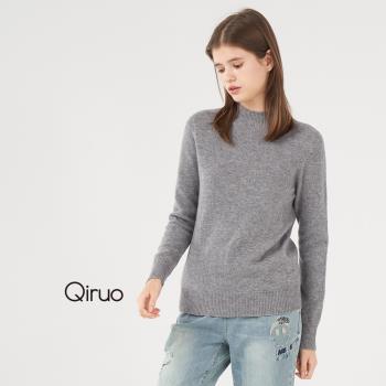 Qiruo 奇若名品 專櫃灰色小羊毛上衣 精品時尚保暖(素面立領造型長袖合身-共四色-2009A-20)