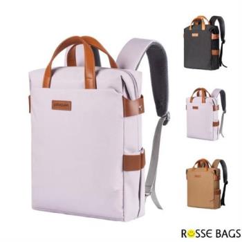 【Rosse Bags】經典15.6吋大容量筆電牛津布後背包(現+預 棕色／黑色／紫色)