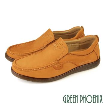 GREEN PHOENIX 男 休閒鞋 休閒皮鞋 皮鞋 樂福鞋 商務 全真皮 油蠟牛皮T59-10731