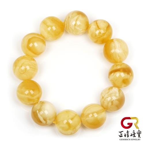 【正佳珠寶】蜜蠟琥珀 蒐藏級妖花白蜜 19.8-20.3mm 妖花蜜蠟手珠｜日本彈力繩