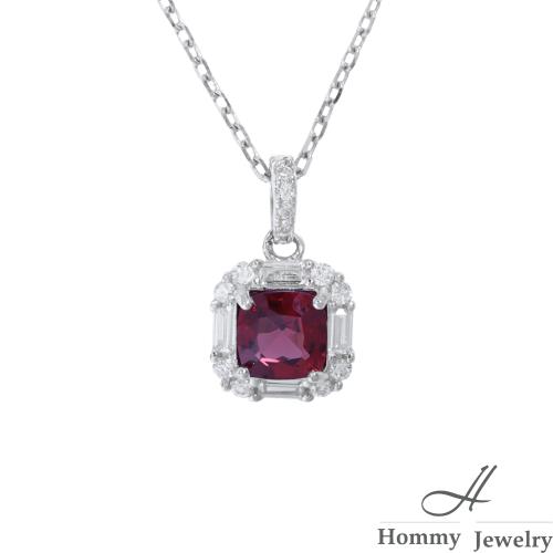 【Hommy Jewelry】Noble 紅石榴 方鑽 項鍊