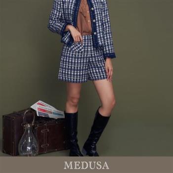 現貨【MEDUSA 曼度莎】金絲藍色小香風編織短褲（M-XL）｜小香風 套裝拆售