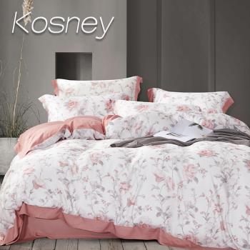 KOSNEY 一笑紅顏 頂級100支100%天絲TM品牌纖維加大八件式兩用被床罩組高度35公分