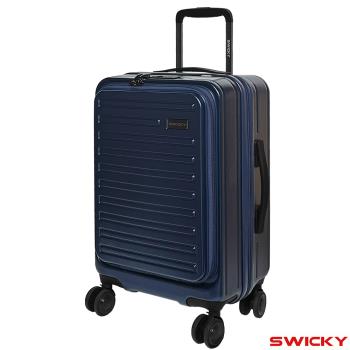 【SWICKY】20吋前開式奢華旅途系列登機箱/行李箱(深藍)