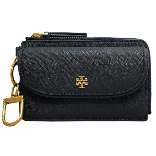 【TORY BURCH】EMERSON 皮革拉鍊卡包/零錢包-黑色 144673 001
