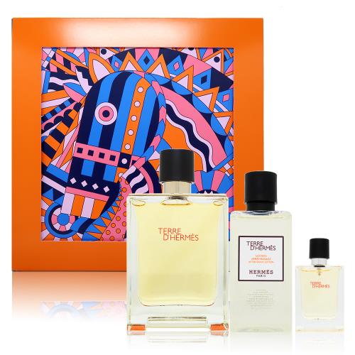 Hermes 愛馬仕 大地淡香水三入禮盒(100ml+12.5ml +40ml鬍後水) 繪馬盒版
