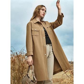 【米蘭精品】風衣外套中長款大衣-率性純色復古工裝風女外套3色74gu15