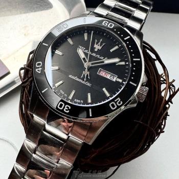 MASERATI 瑪莎拉蒂男錶 44mm 黑圓形精鋼錶殼 黑色簡約, 潛水錶, 中三針顯示, 運動錶面款 R8823100002
