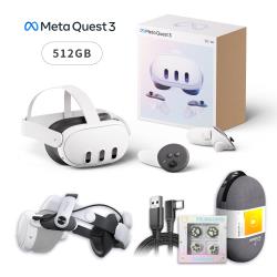 Meta Quest 3 VR眼鏡512GB日規混合實境+M3 Pro電池頭戴+C2包+傳輸線