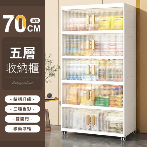 【好氣氛家居】大容量70面寬輕奢雙開五層附輪收納櫃(置物櫃)