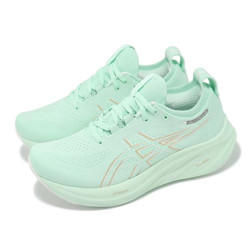 Asics 慢跑鞋 GEL-Nimbus 26 D 女鞋 寬楦 綠 金 緩震 厚底 亞瑟膠 運動鞋 亞瑟士 1012B602300