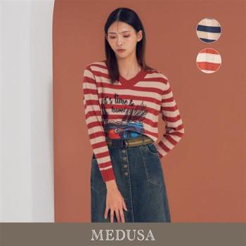 現貨【MEDUSA 曼度莎】Icare 旅遊時光橫紋休閒上衣 - 2色（F）｜女上衣 長袖上衣 毛衣
