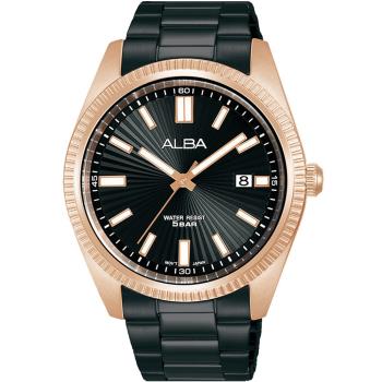 ALBA 雅柏 太陽紋簡約時尚腕錶/黑X玫瑰金/42.5mm (VJ42-X353SD/AS9T56X1)