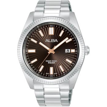 ALBA 雅柏 太陽紋簡約時尚腕錶/棕X銀/42.5mm (VJ42-X353B/AS9S65X1)