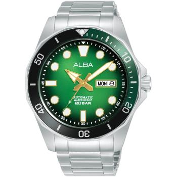 ALBA 雅柏 潛水風格200米防水機械錶/黑X綠/44mm (Y676-X063G/AL4537X1)