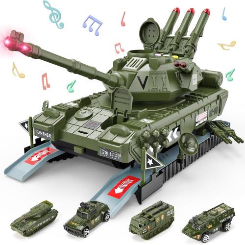 CUTE STONE 軍用小汽車與聲光坦克車雙重模式套裝組合玩具
