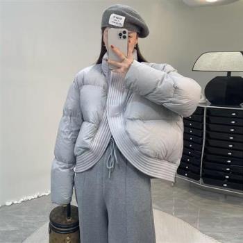 【米蘭精品】羽絨外套白鴨絨外套-圓弧設計款寬鬆女外套3色74gz13