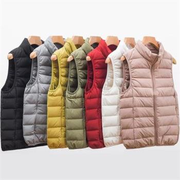 【米蘭精品】羽絨外套白鴨絨背心-立領簡約素色背心女外套9色74gz43