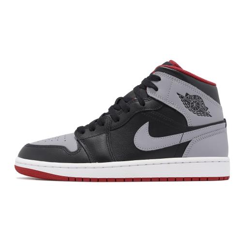 Nike 休閒鞋Air Jordan 1 Mid 男鞋灰黑AJ1 中筒黑水泥一代DQ8426-006