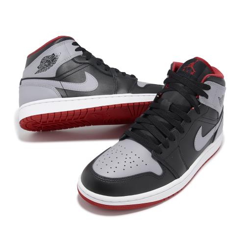 Nike 休閒鞋Air Jordan 1 Mid 男鞋灰黑AJ1 中筒黑水泥一代DQ8426-006