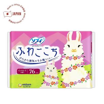 【免運】日本sofy柔膚透氣護墊76片/14cm(粉紅玫瑰香氛) x1包
