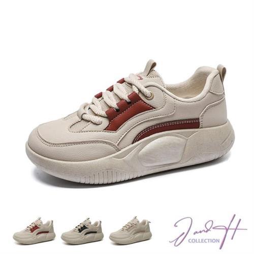 【J&H collection】韓版日常百搭防滑淺口厚底休閒鞋(現+預  黑色／紅色／卡其色)