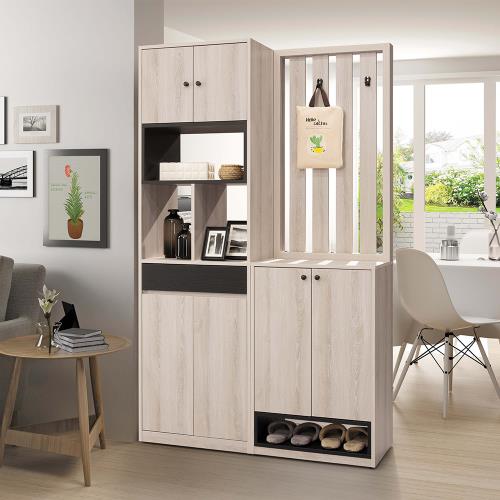 Boden-瑪諾4尺造型屏風玄關鞋櫃組合(四門單抽開放式收納置物鞋櫃+二門屏風鞋櫃)